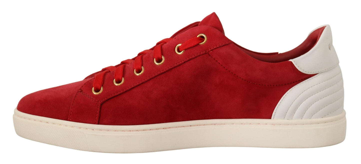 Dolce & Gabbana Elegant Red Leather & Suede Sneakers