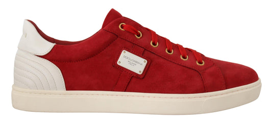 Dolce & Gabbana Elegant Red Leather & Suede Sneakers