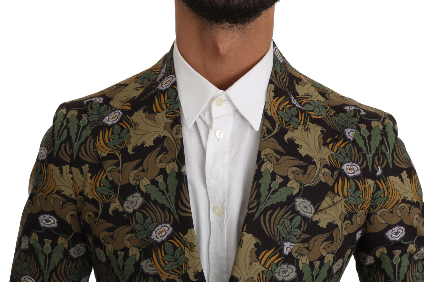 Dolce & Gabbana Elegant Slim Fit Leaf Pattern Blazer