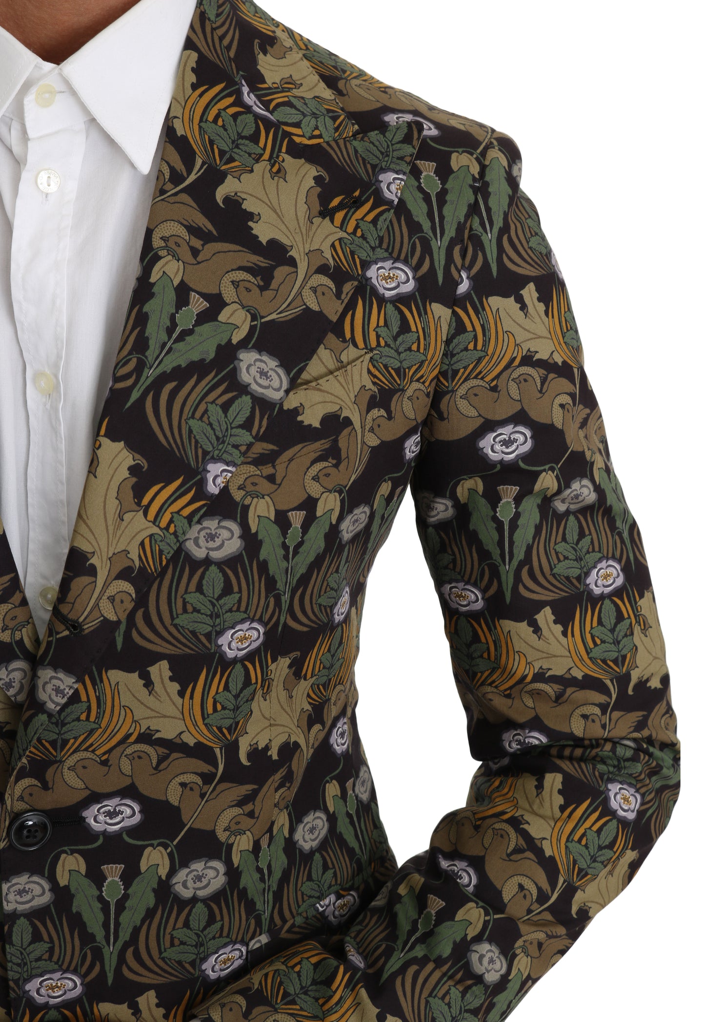 Dolce & Gabbana Elegant Slim Fit Leaf Pattern Blazer