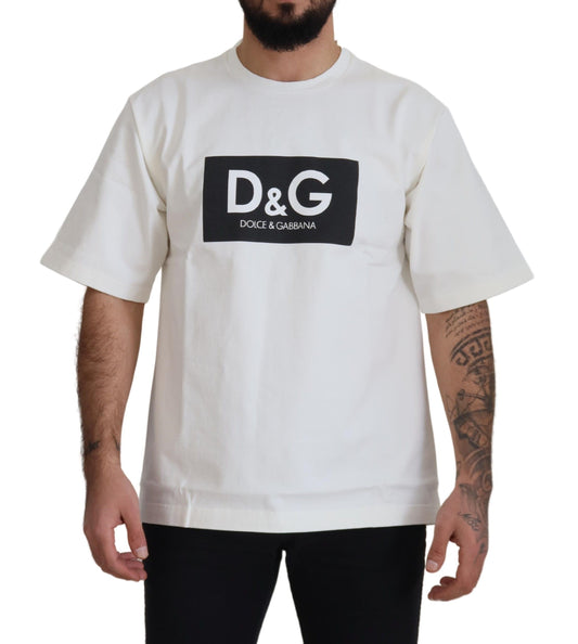 Dolce & Gabbana Chic White Logo Print Tee