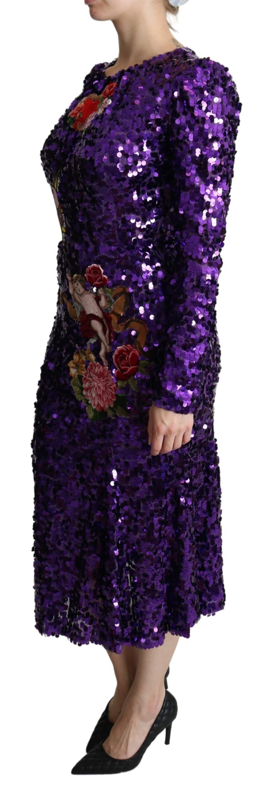 Dolce & Gabbana Glittering Purple Sequined Maxi Dress