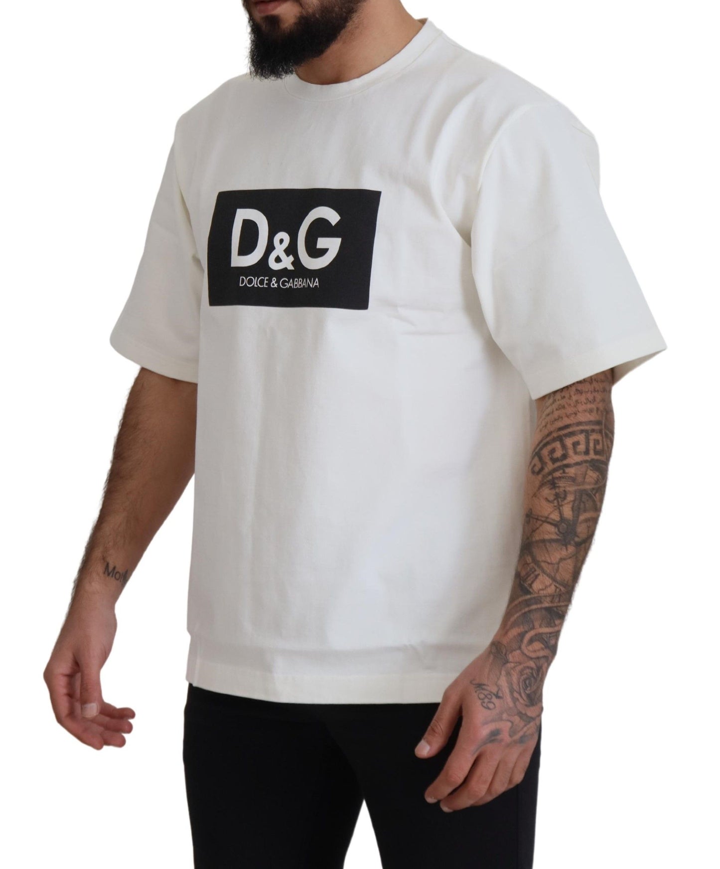 Dolce & Gabbana Chic White Logo Print Tee