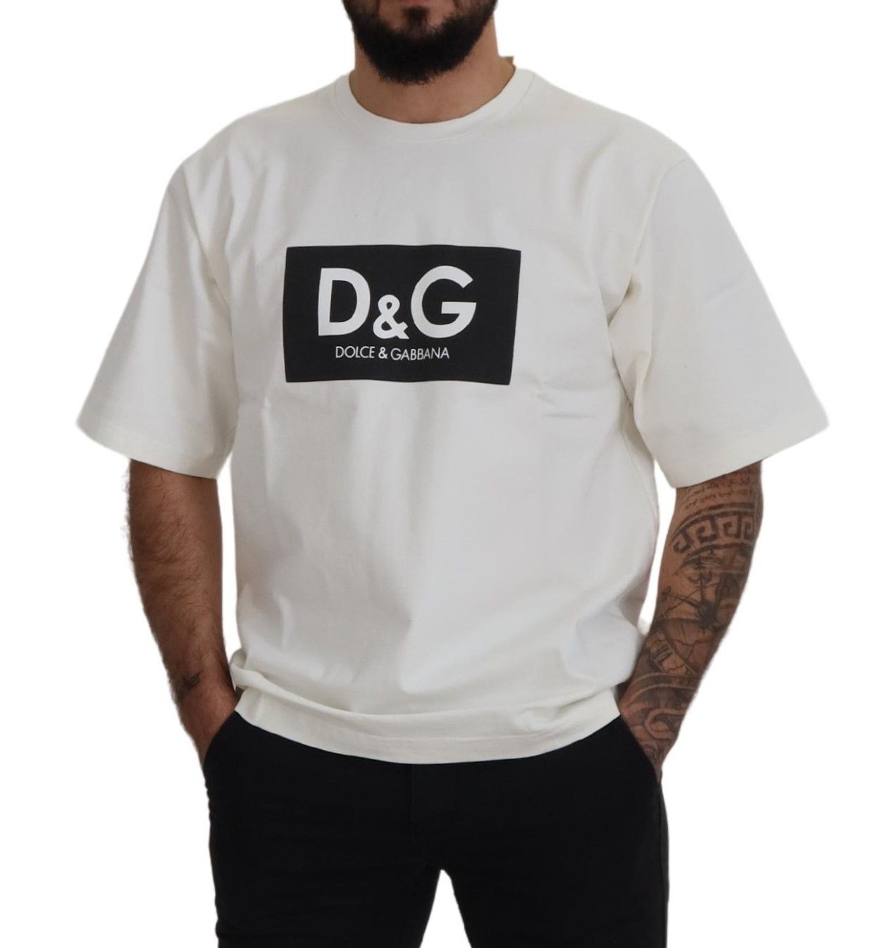 Dolce & Gabbana Chic White Logo Print Tee