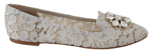 Dolce & Gabbana Elegant Lace Flats with Jewel Accents