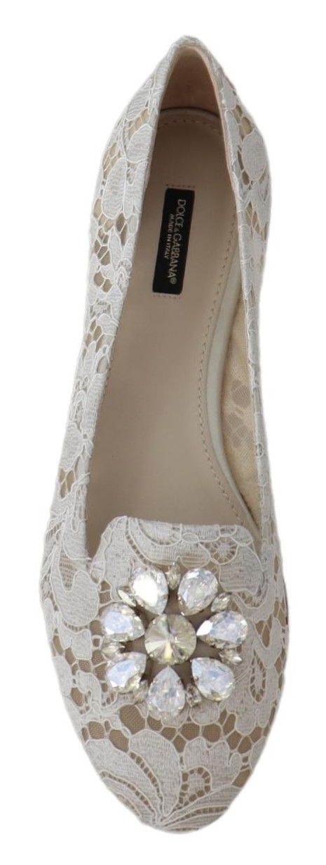 Dolce & Gabbana Elegant Lace Flats with Jewel Accents