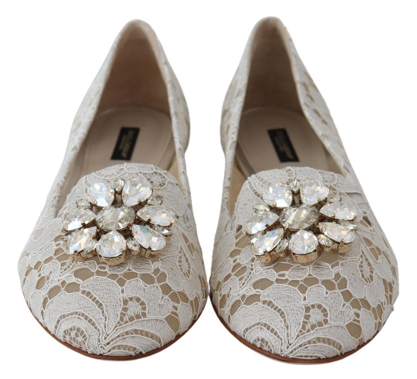 Dolce & Gabbana Elegant Lace Flats with Jewel Accents