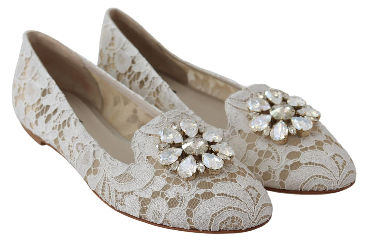 Dolce & Gabbana Elegant Lace Flats with Jewel Accents