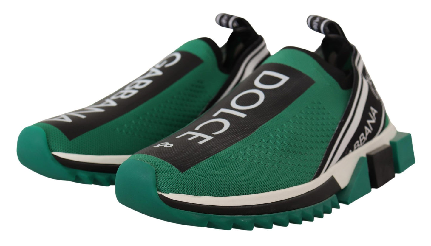 Dolce & Gabbana Sleek Black and Green High-Craft Sneakers