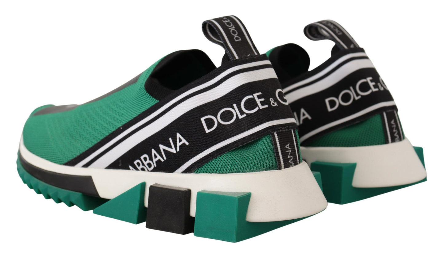 Dolce & Gabbana Sleek Black and Green High-Craft Sneakers