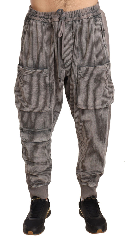 Dolce & Gabbana Elegant Gray Velvet Jogger Pants