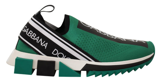 Dolce & Gabbana Sleek Black and Green High-Craft Sneakers