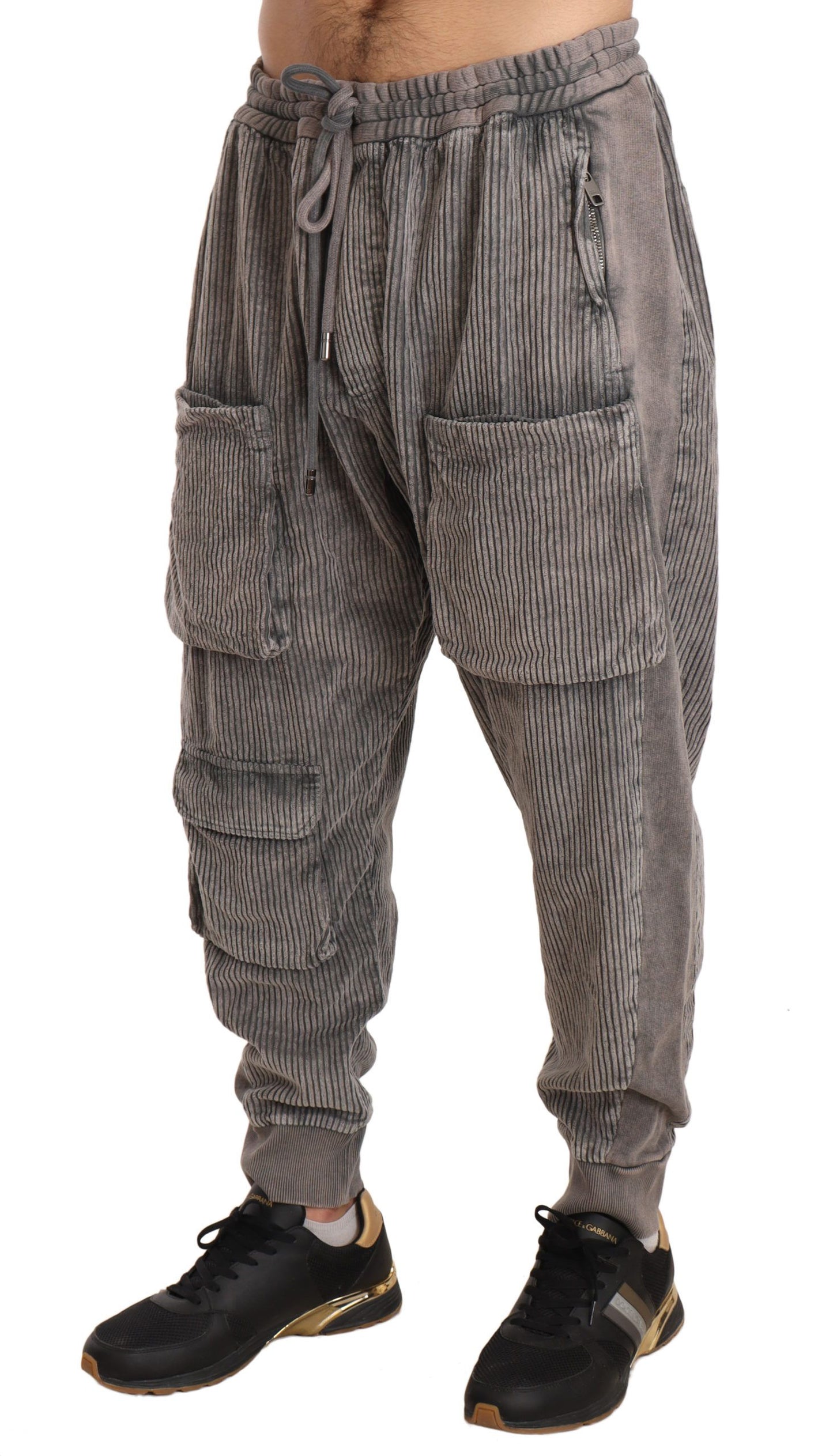 Dolce & Gabbana Elegant Gray Velvet Jogger Pants