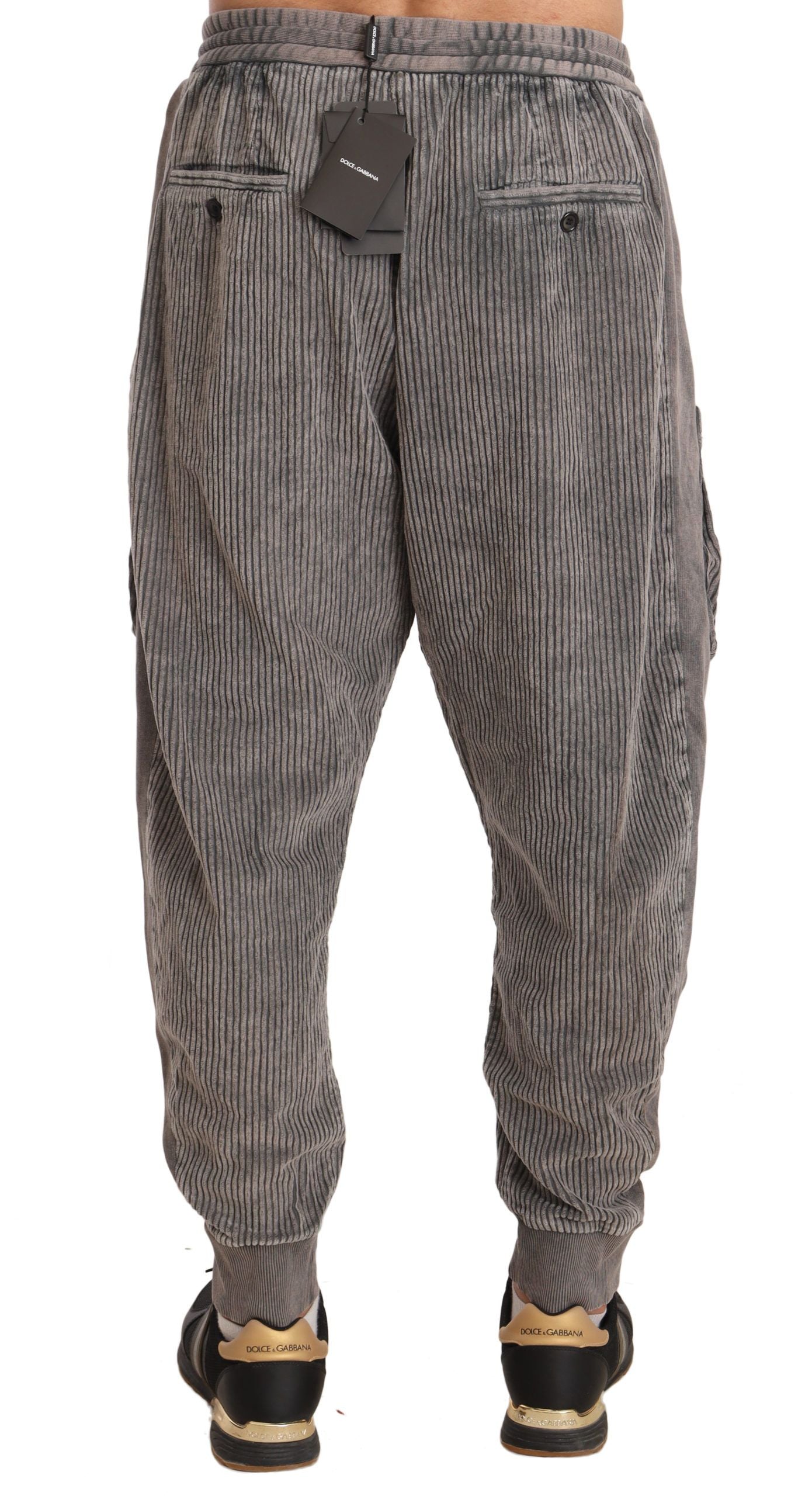 Dolce & Gabbana Elegant Gray Velvet Jogger Pants