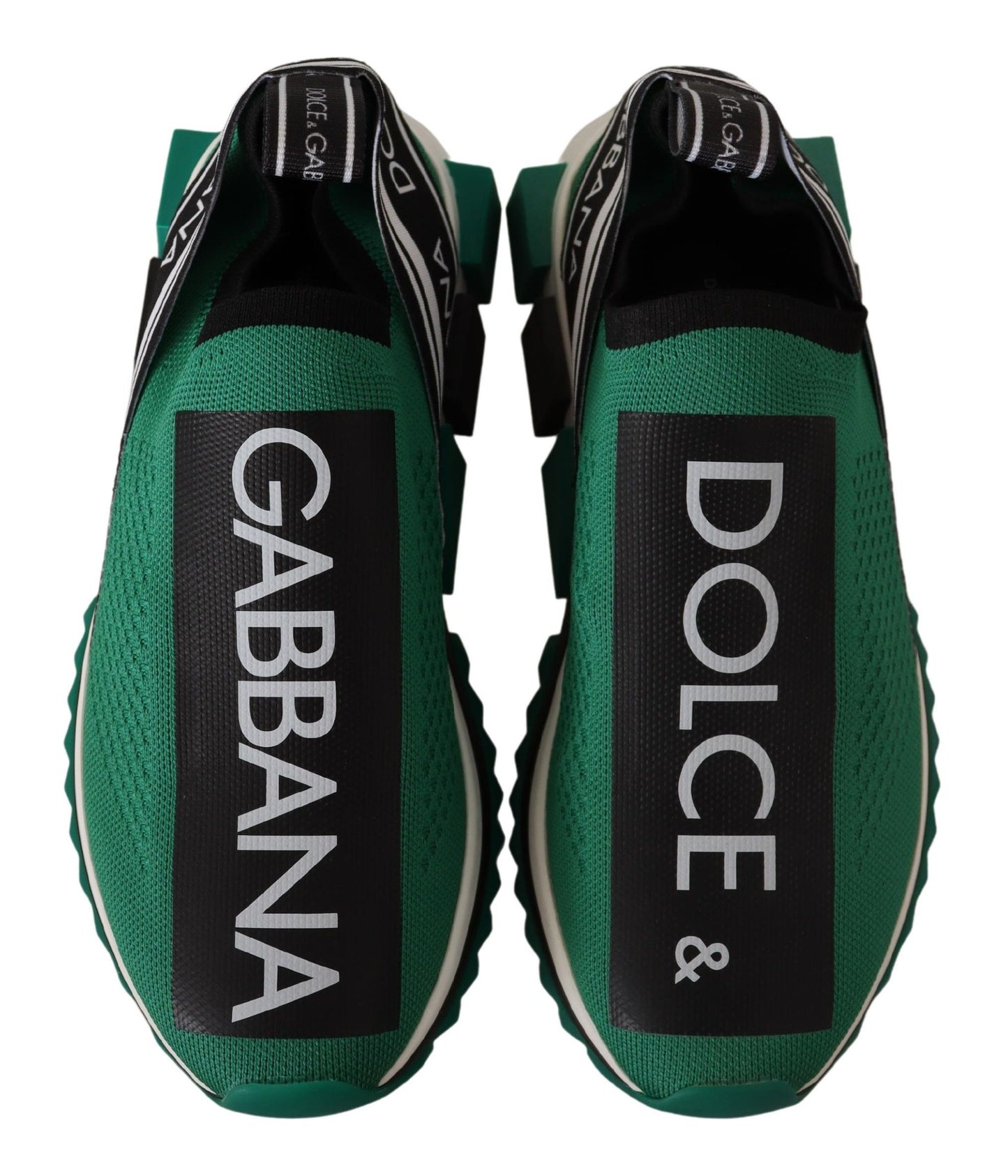 Dolce & Gabbana Sleek Black and Green High-Craft Sneakers