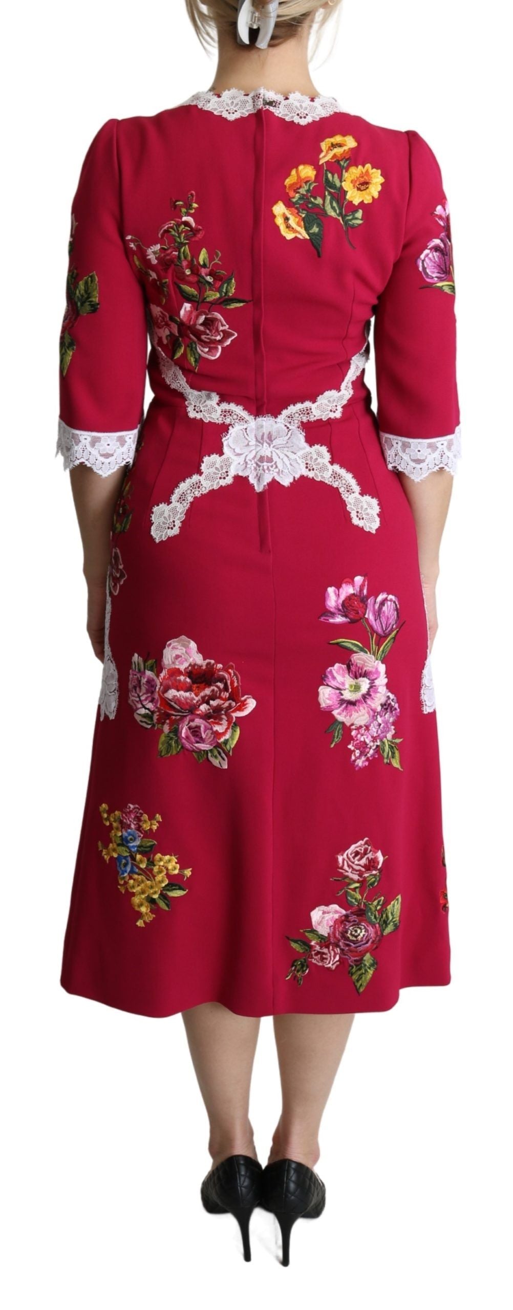 Dolce & Gabbana Floral Embroidered Sheath Midi Dress