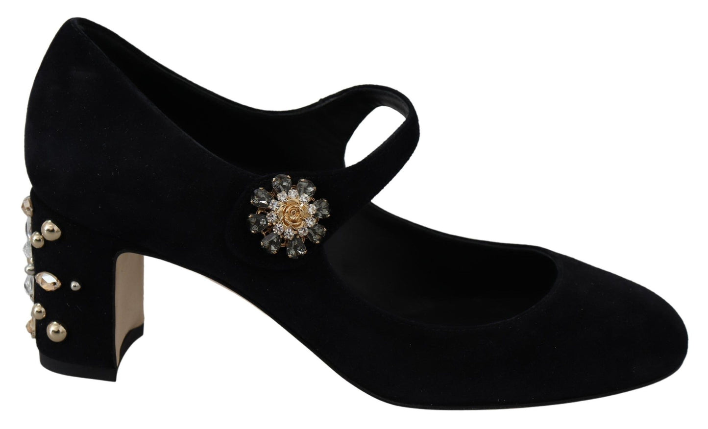 Dolce & Gabbana Elegant Suede Mary Janes with Crystal Heels