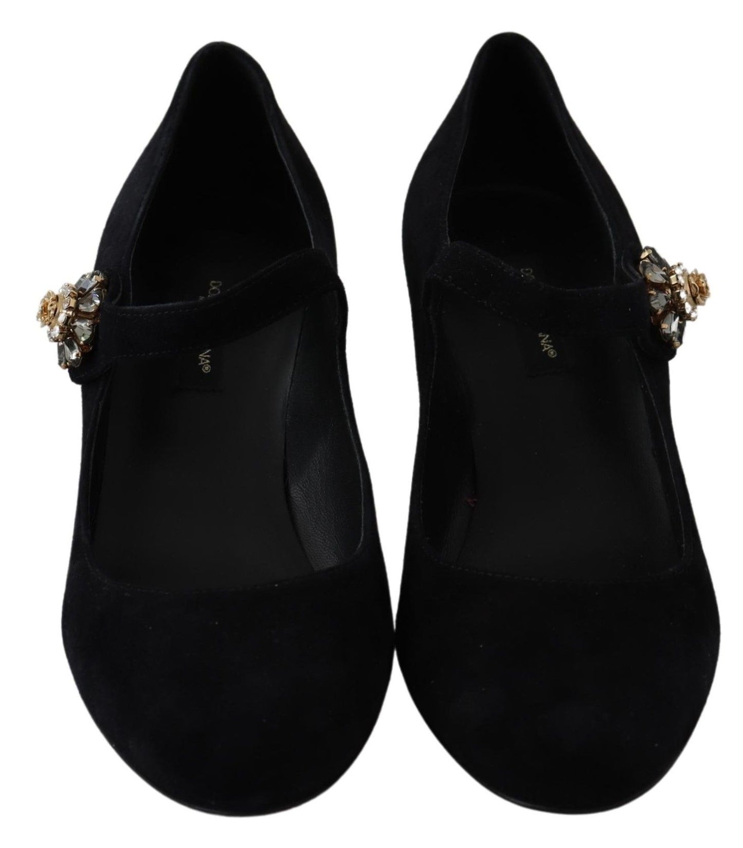 Dolce & Gabbana Elegant Suede Mary Janes with Crystal Heels