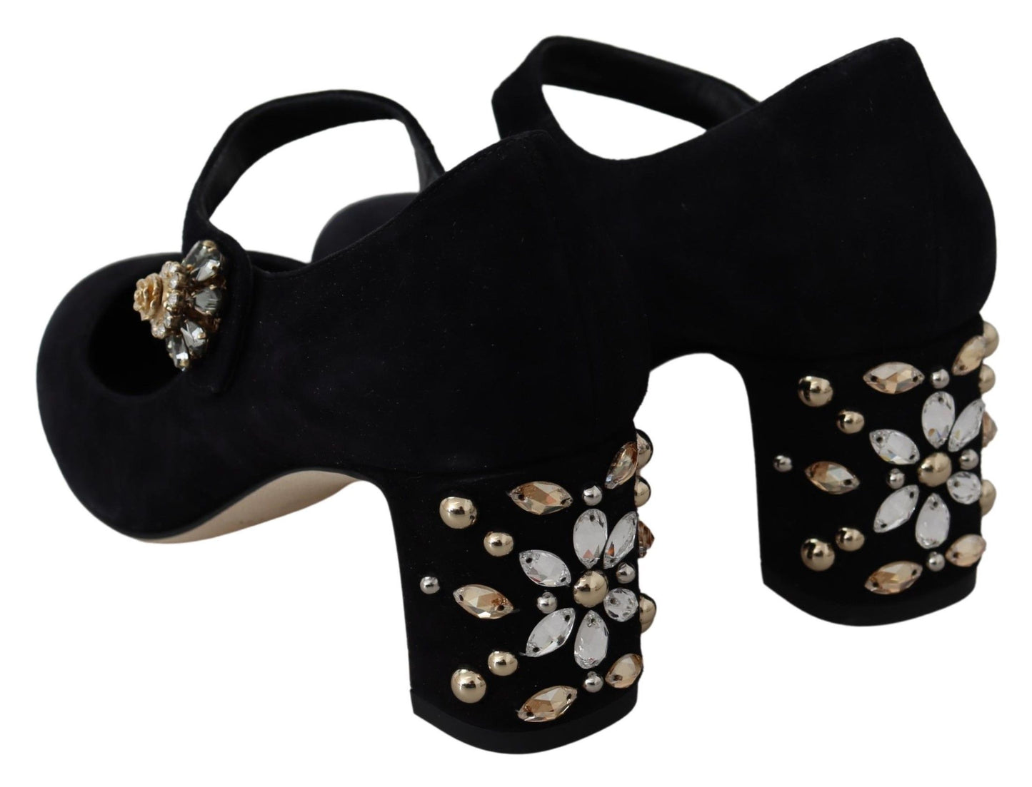 Dolce & Gabbana Elegant Suede Mary Janes with Crystal Heels