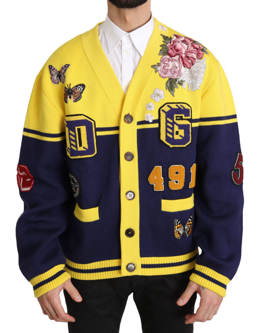 Dolce & Gabbana Elegant Varsity Cardigan Sweater in Wool