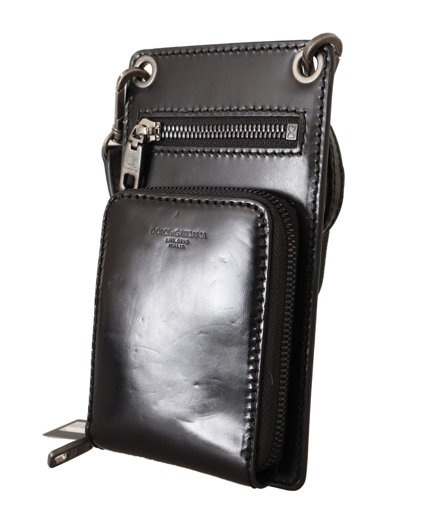 Dolce & Gabbana Elegant Leather Phone Wallet with Strap