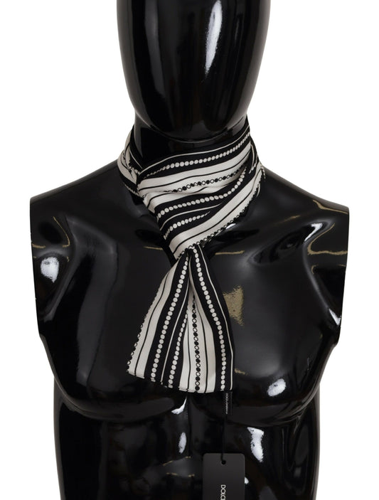 Dolce & Gabbana Elegant Silk Scarf with Black Stripes