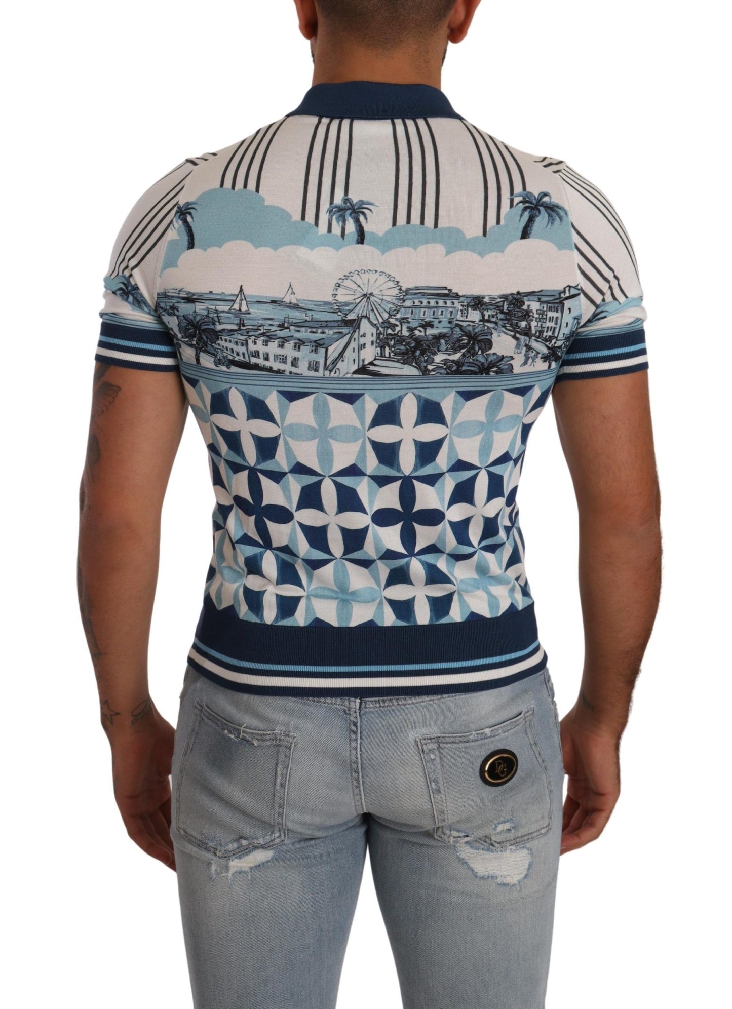 Dolce & Gabbana Elegant Silk Blend Polo T-Shirt in GIO PONTI Print