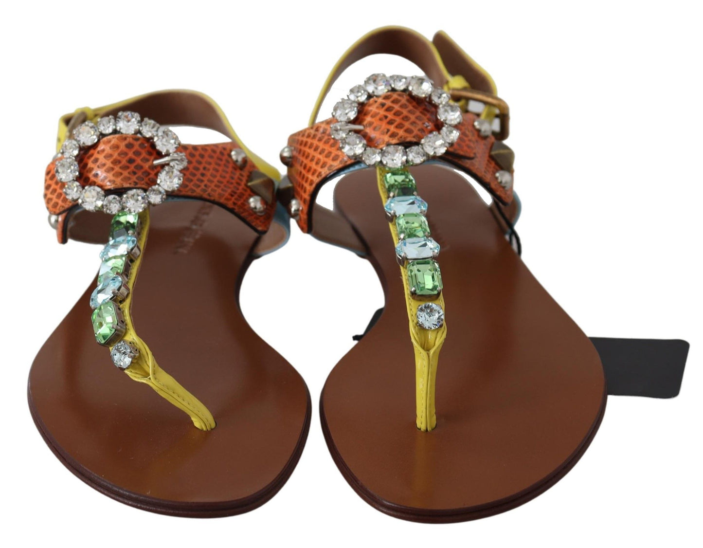 Dolce & Gabbana Multicolor Crystal Embellished Flat Sandals