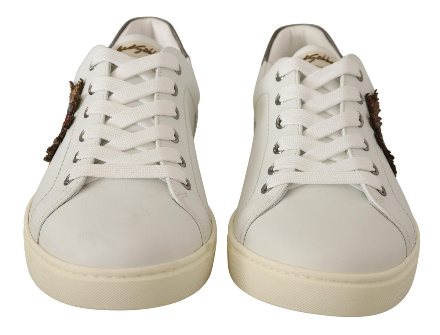 Dolce & Gabbana Elegant White Leather Low-Top Sneakers