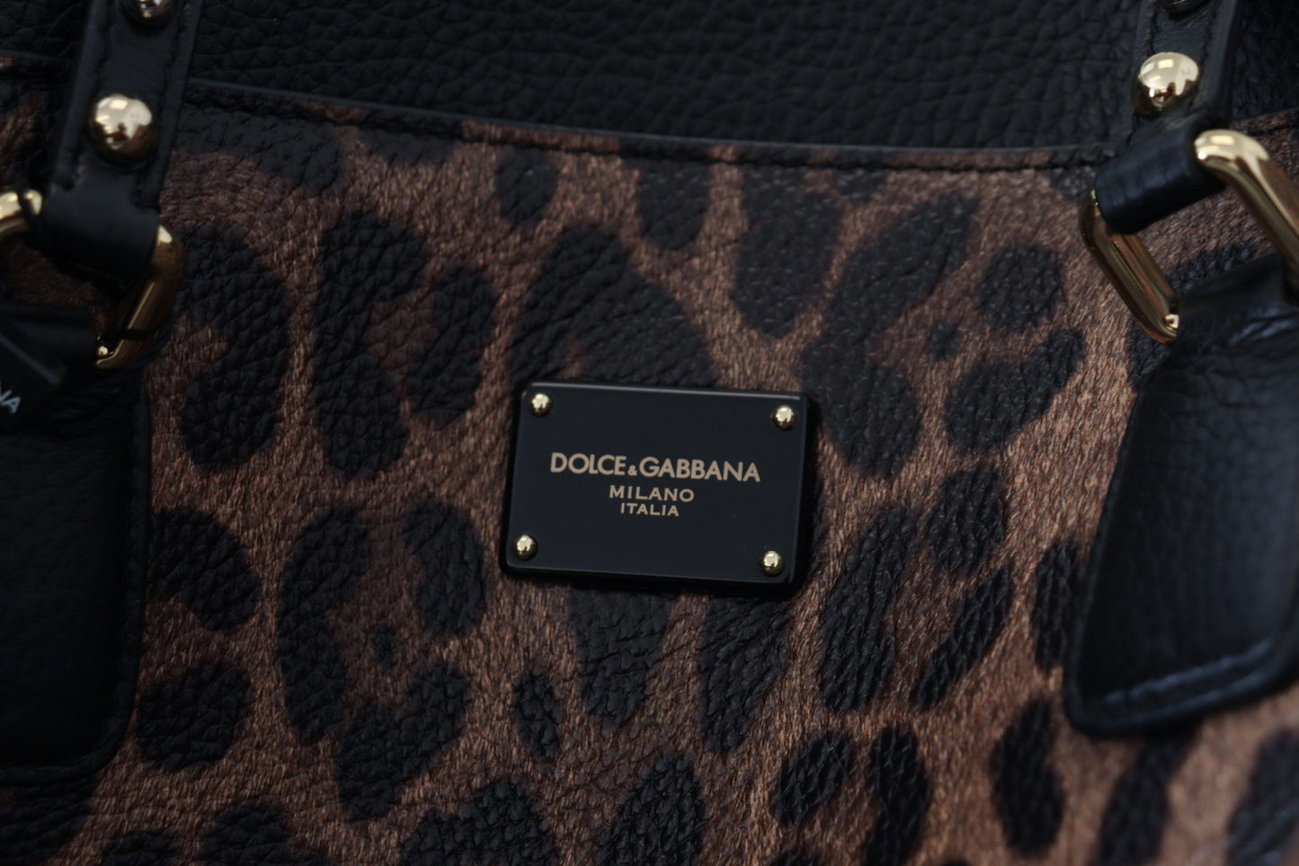 Dolce & Gabbana Glam Leopard Print Leather Tote