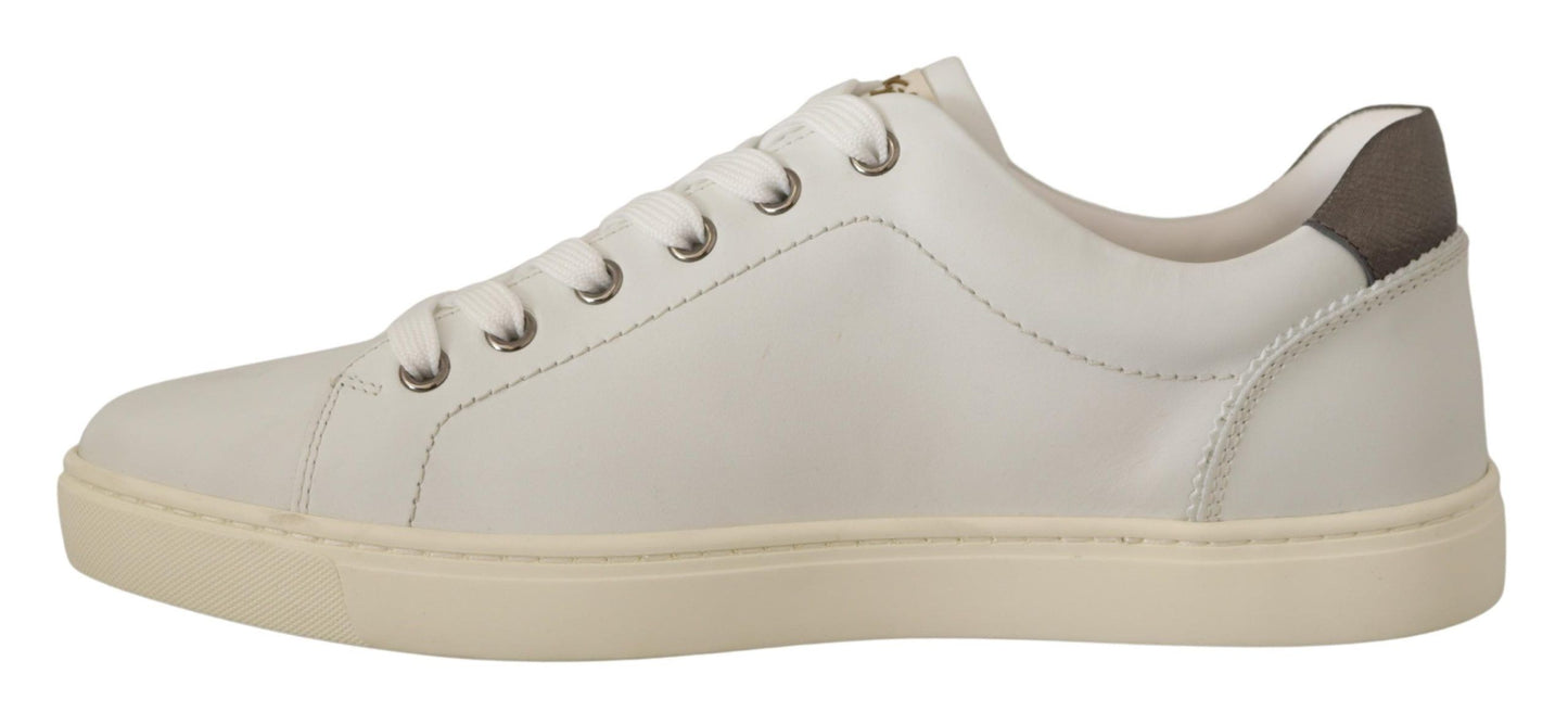 Dolce & Gabbana Elegant White Leather Low-Top Sneakers