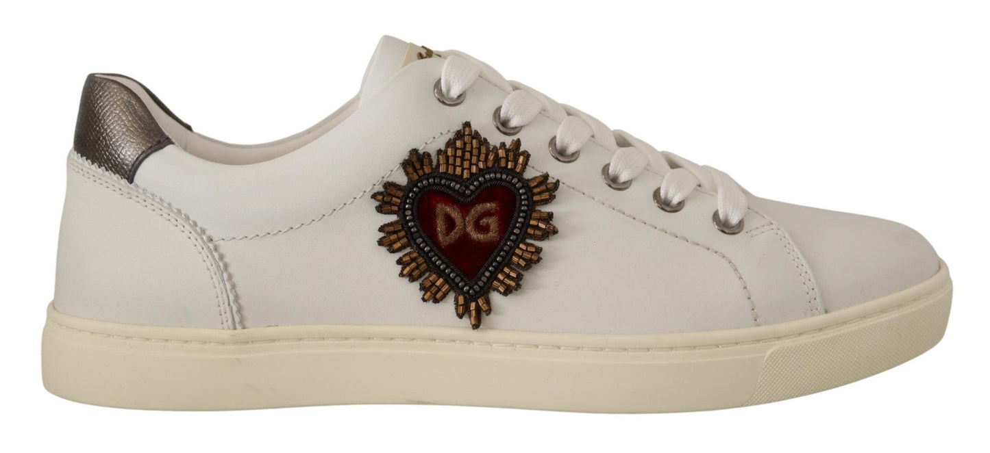 Dolce & Gabbana Elegant White Leather Low-Top Sneakers