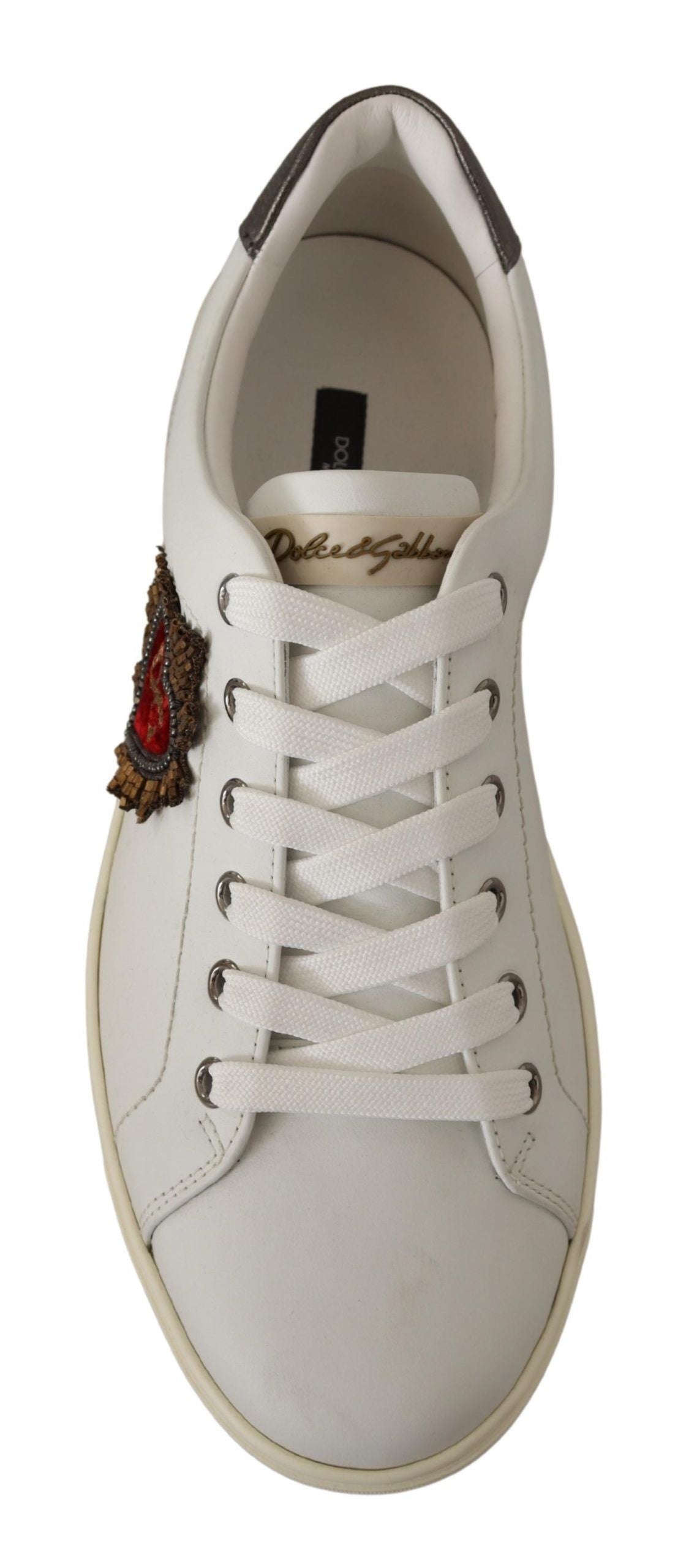 Dolce & Gabbana Elegant White Leather Low-Top Sneakers