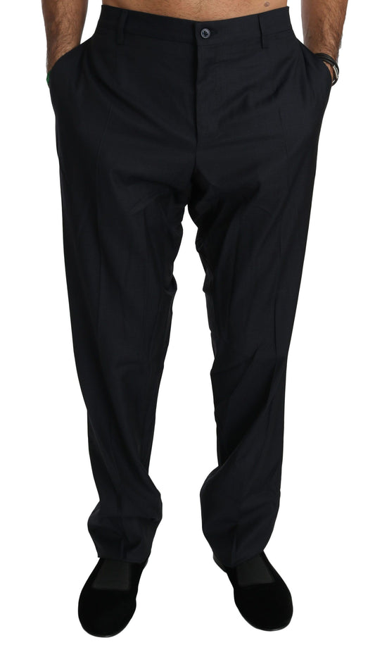 Dolce & Gabbana Elegant Black Wool Silk Dress Pants