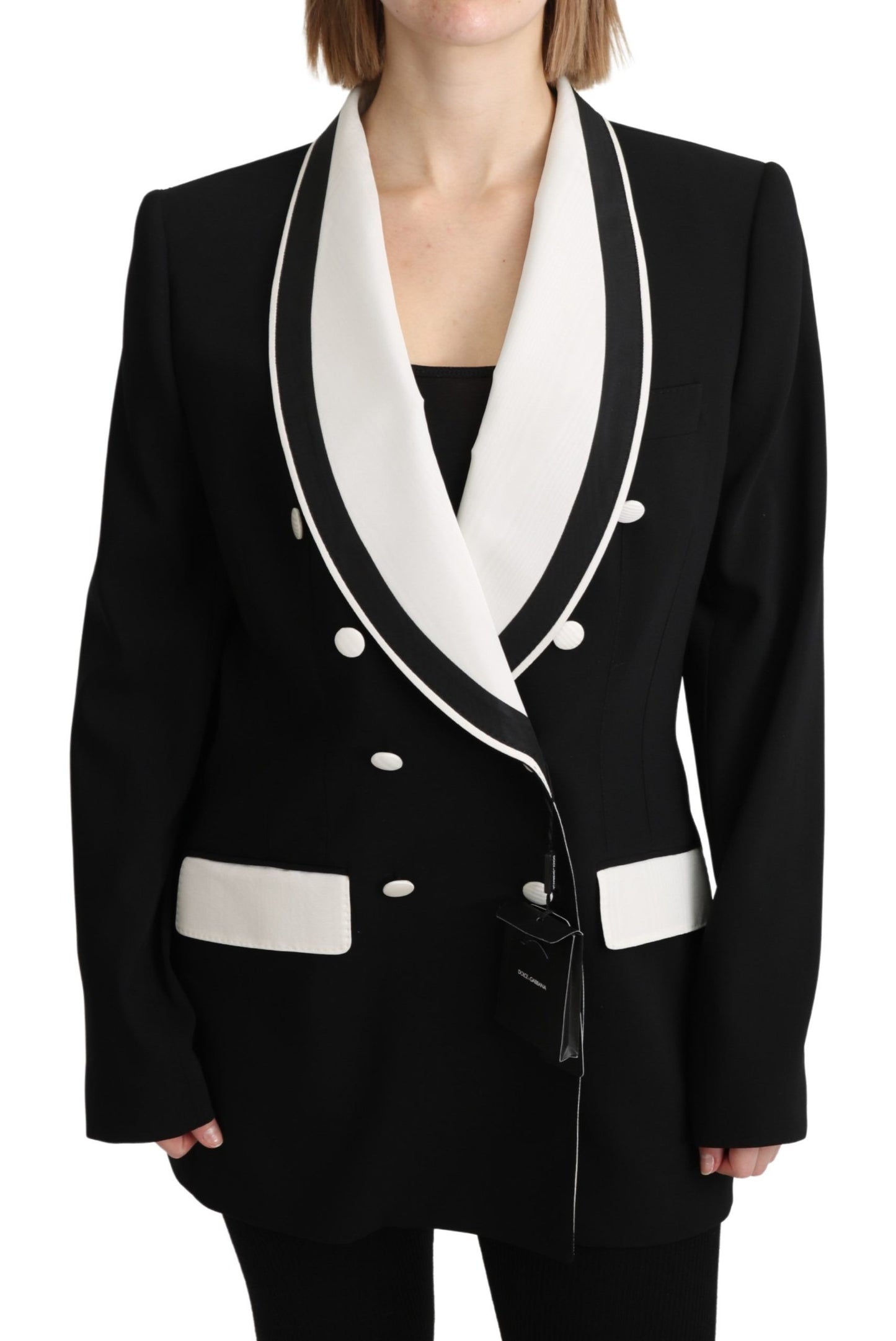 Dolce & Gabbana Chic Monochrome Wool Silk Blazer