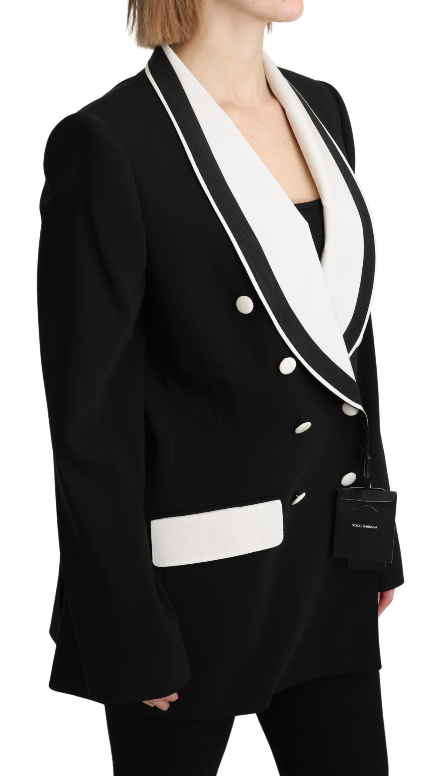 Dolce & Gabbana Chic Monochrome Wool Silk Blazer