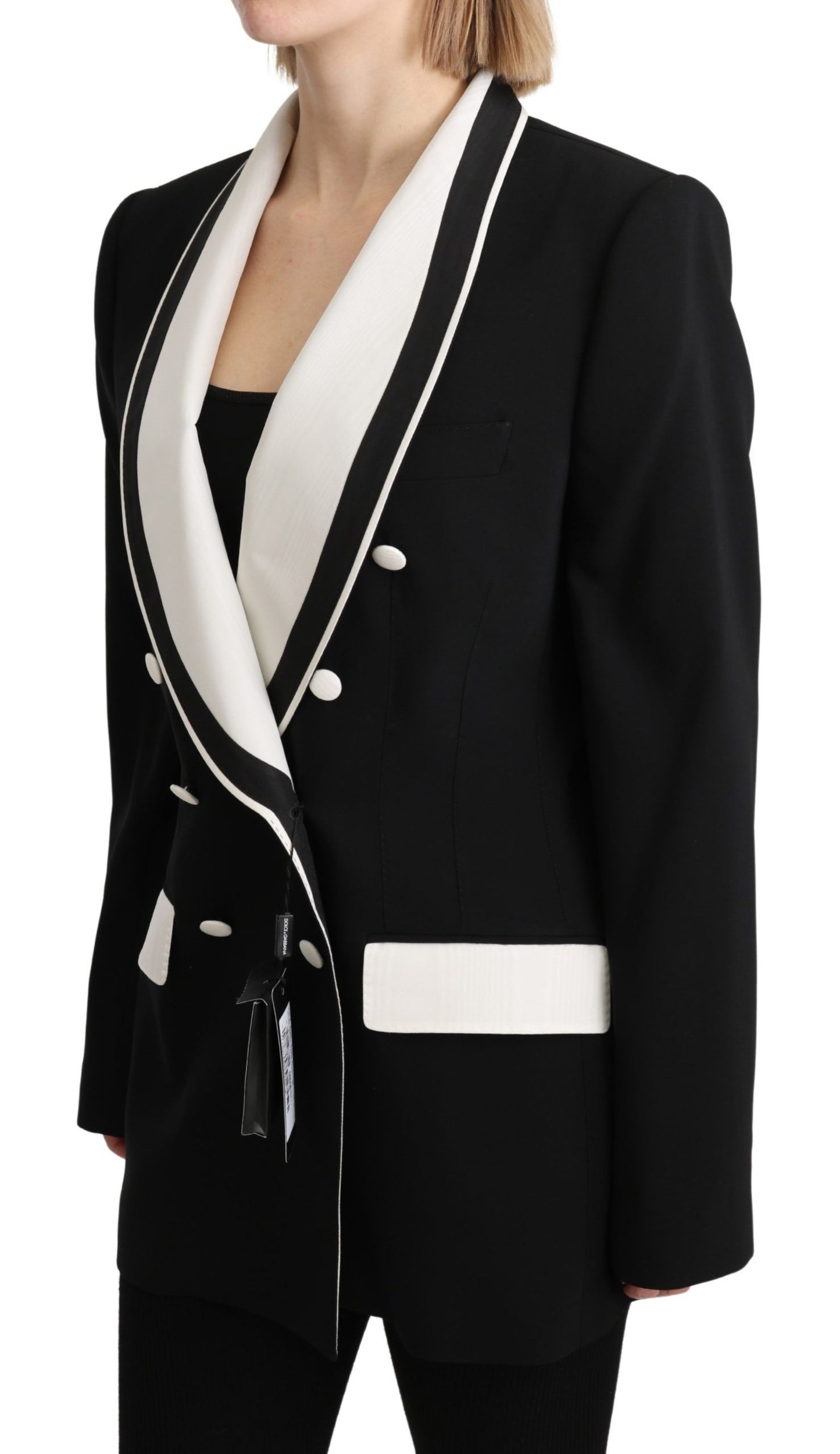 Dolce & Gabbana Chic Monochrome Wool Silk Blazer