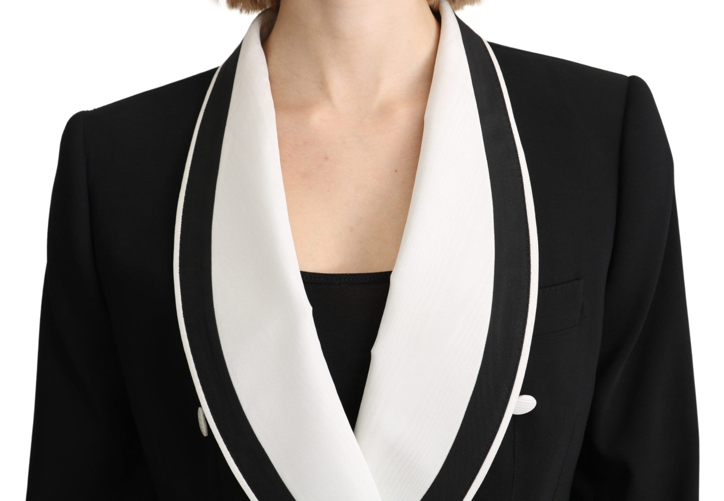 Dolce & Gabbana Chic Monochrome Wool Silk Blazer