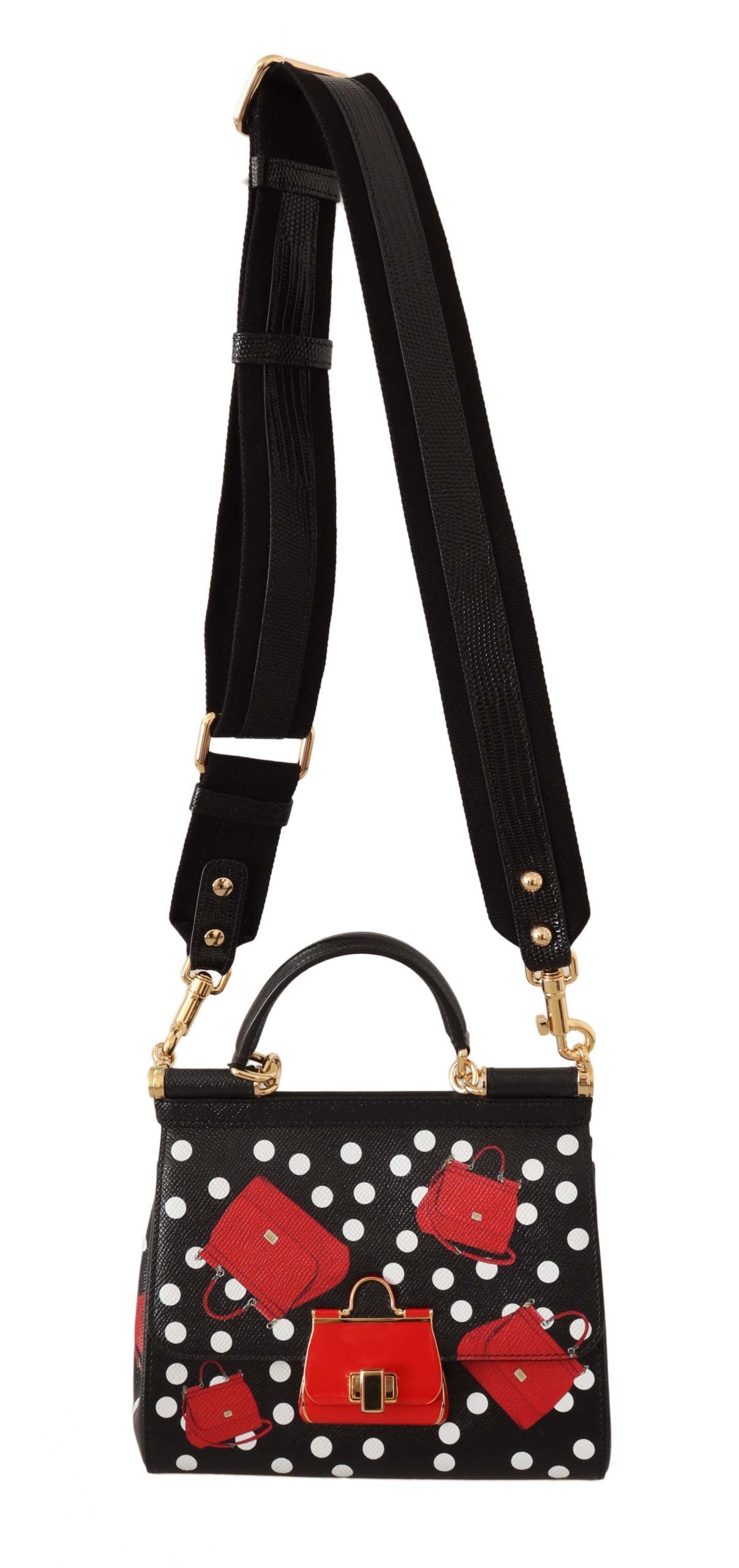 Dolce & Gabbana Elegant Sicily Polka Dot Leather Bag