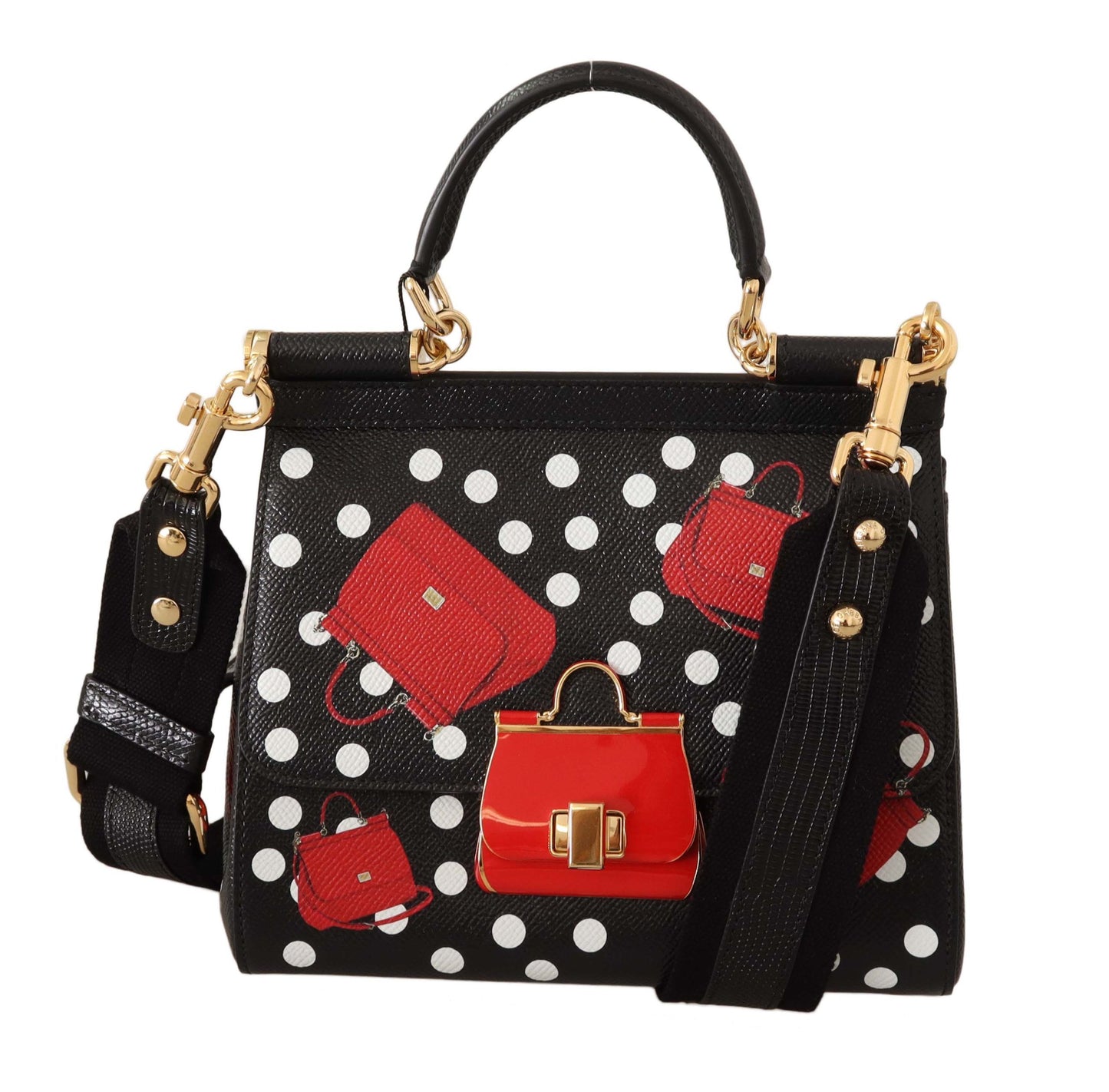 Dolce & Gabbana Elegant Sicily Polka Dot Leather Bag