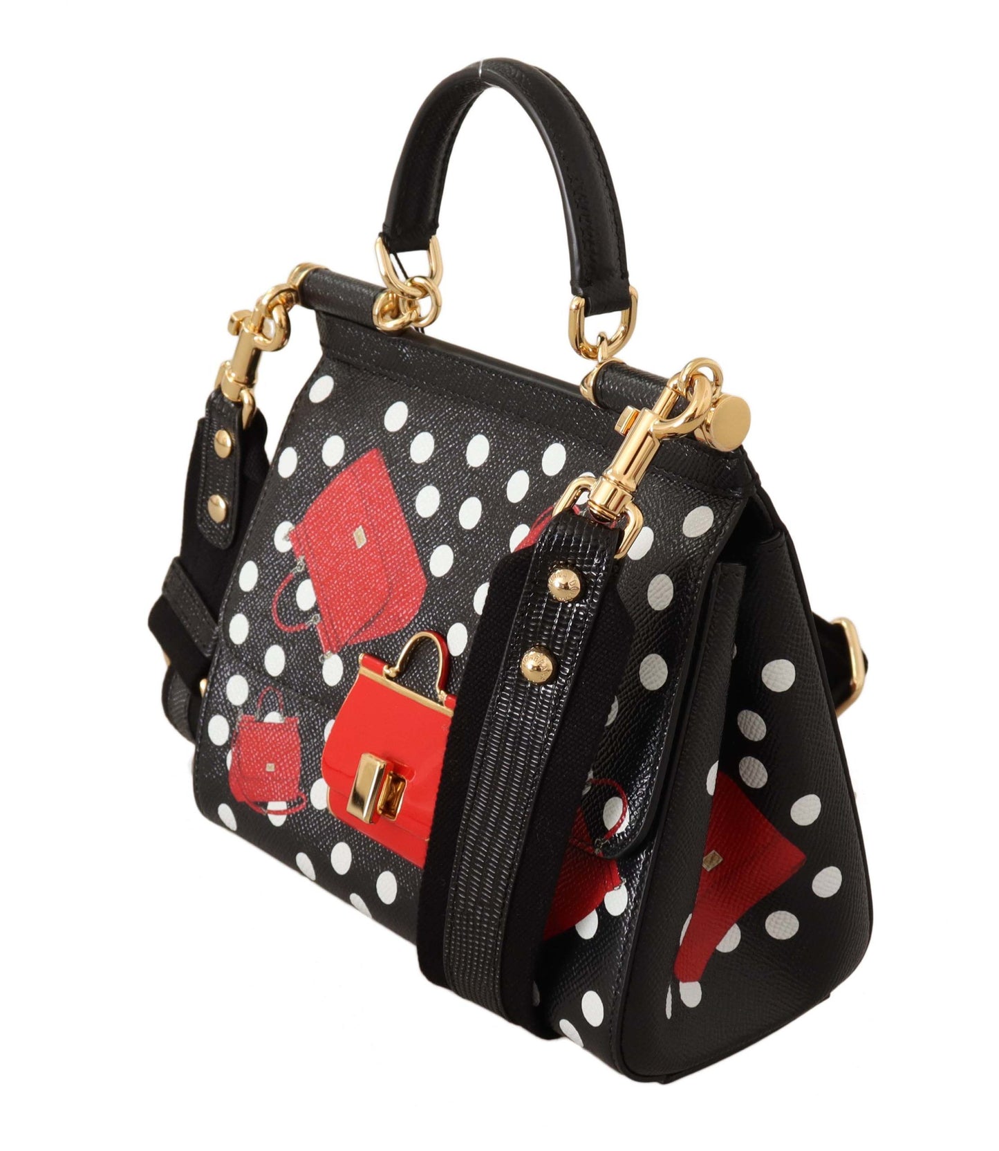 Dolce & Gabbana Elegant Sicily Polka Dot Leather Bag