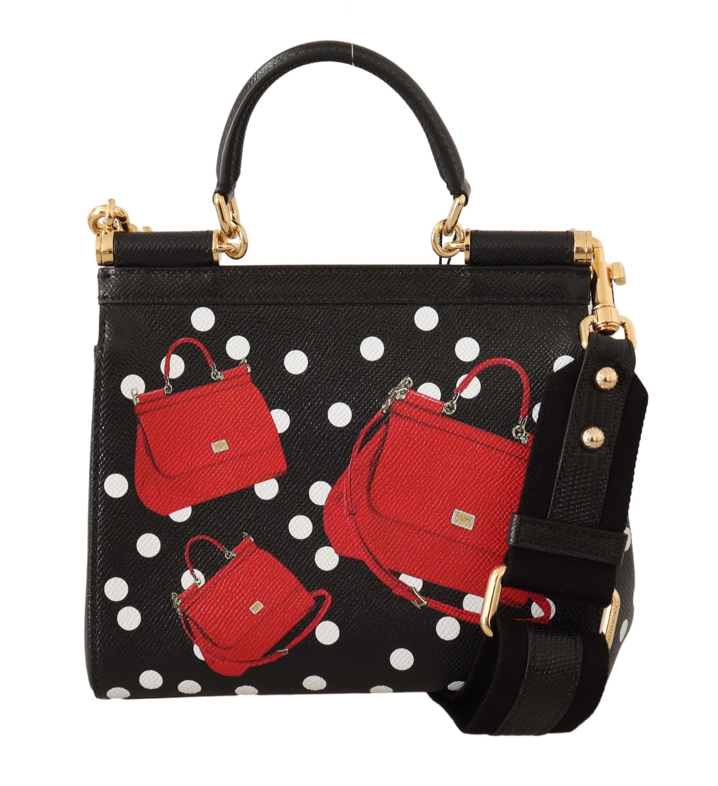 Dolce & Gabbana Elegant Sicily Polka Dot Leather Bag