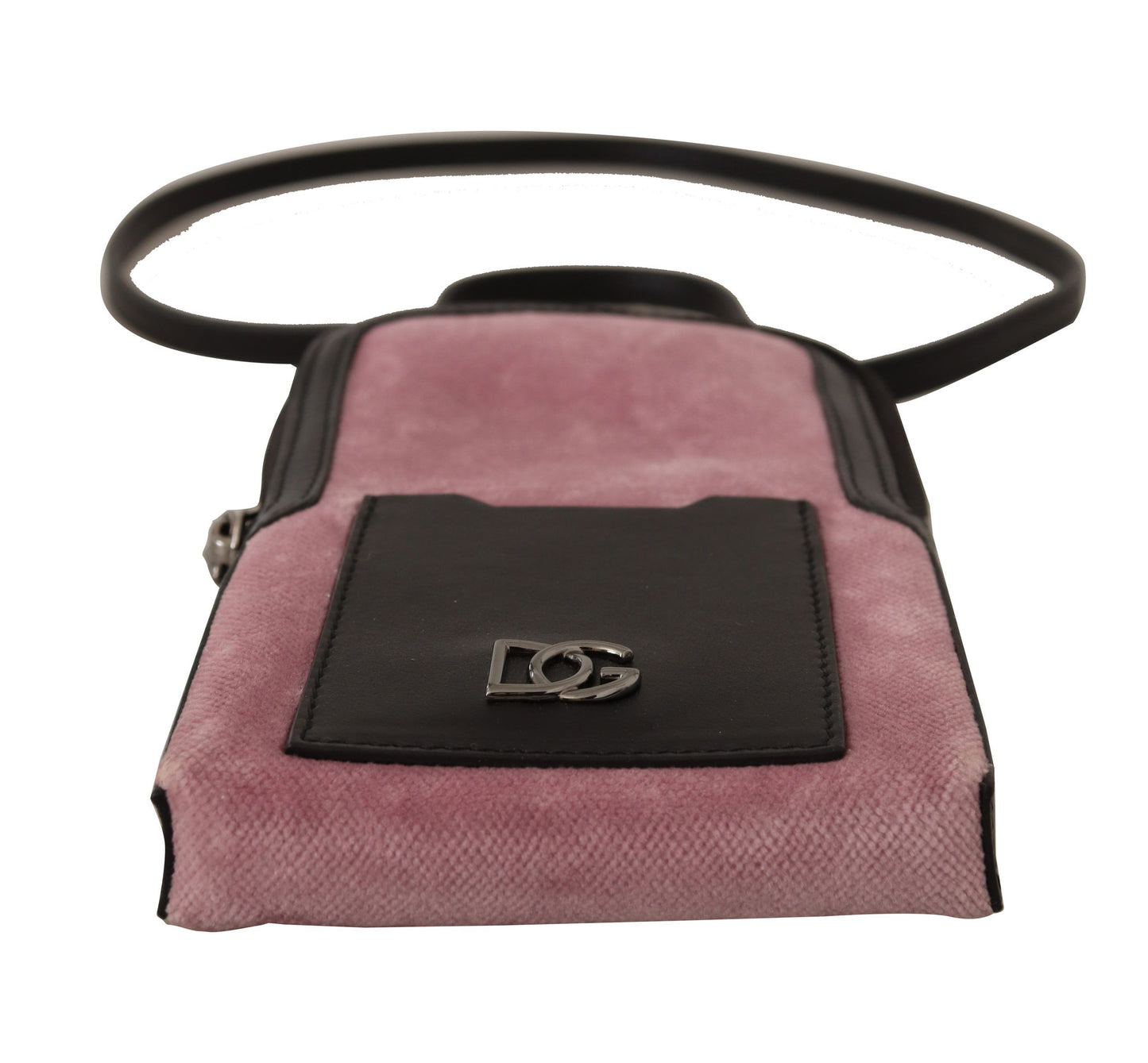 Dolce & Gabbana Elegant Pink Velvet Phone Pouch with Strap