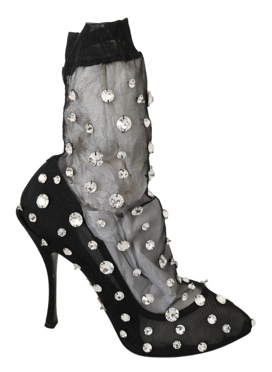 Dolce & Gabbana Elegant Black Nylon Pumps with Crystals