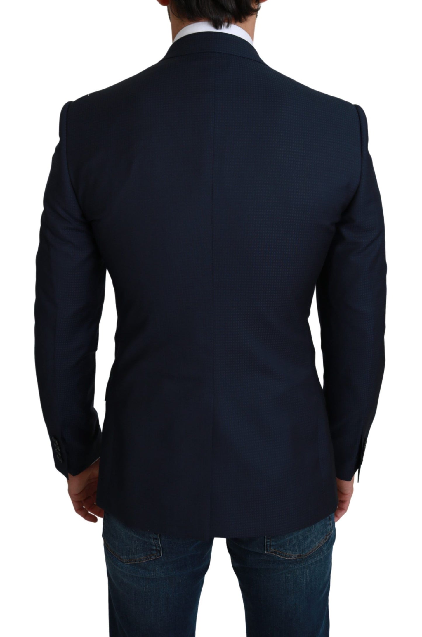 Dolce & Gabbana Navy Martini Slim Fit Wool Silk Blazer