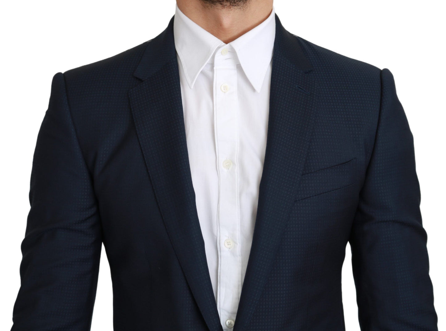 Dolce & Gabbana Navy Martini Slim Fit Wool Silk Blazer