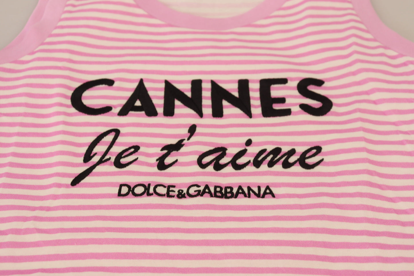 Dolce & Gabbana Exclusive Pink Striped Sleeveless Cotton Top