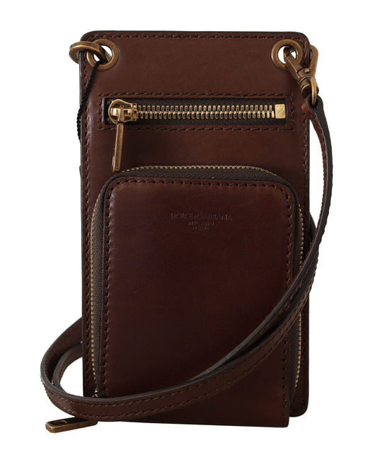 Dolce & Gabbana Elegant Leather Phone Wallet with Detachable Strap