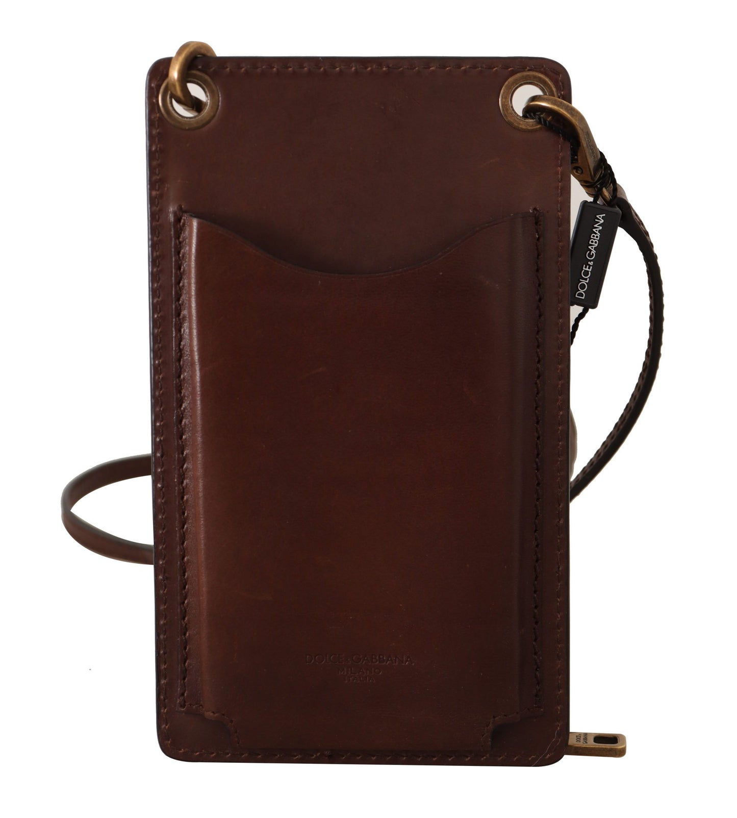 Dolce & Gabbana Elegant Leather Phone Wallet with Detachable Strap