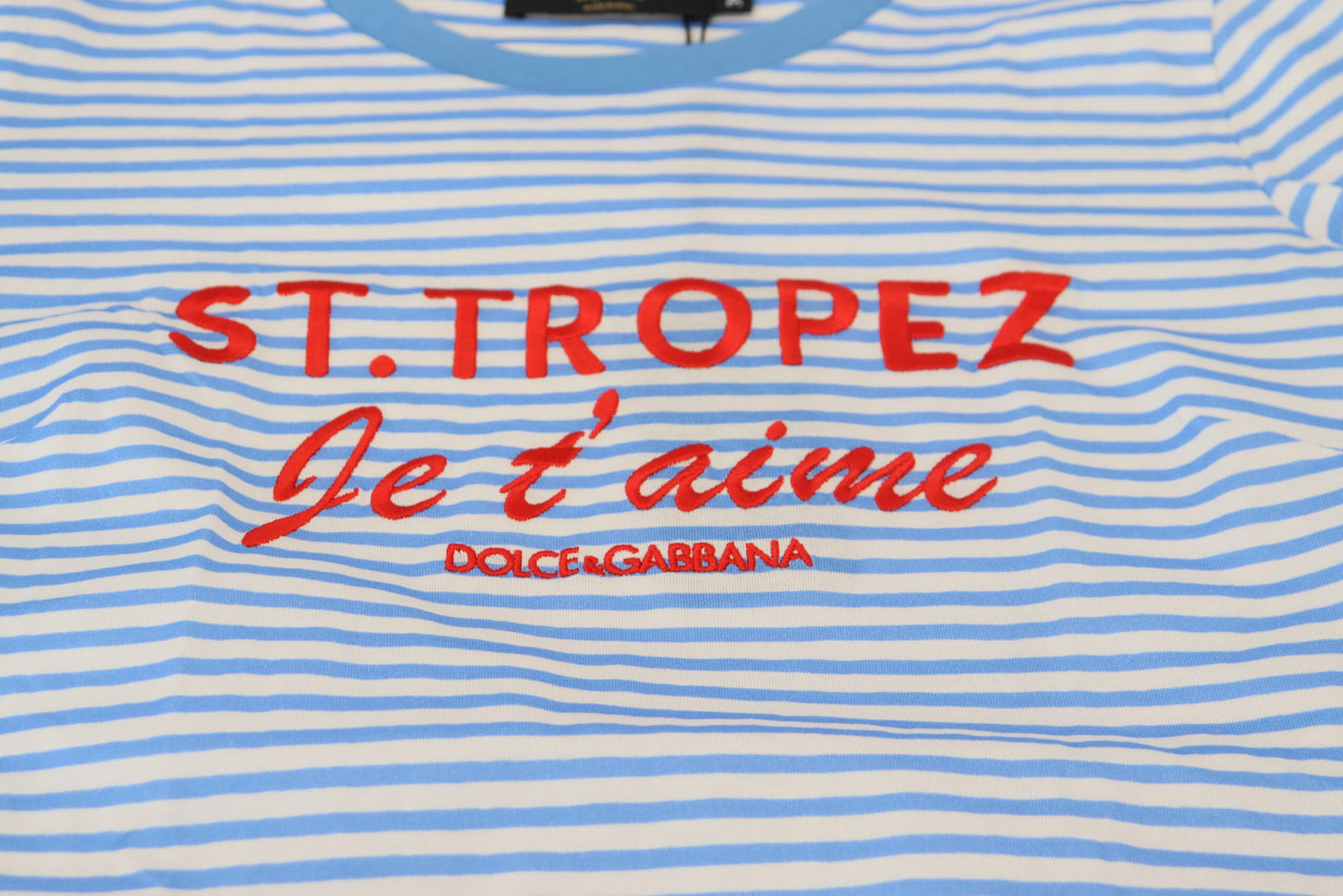 Dolce & Gabbana Exclusive Striped Crew Neck Cotton Tee